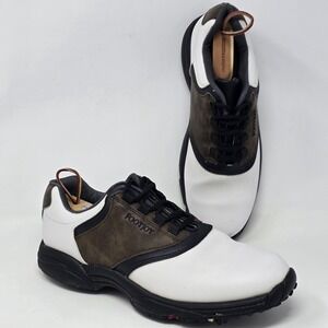 FootJoy Golf Shoes Mens‎ 10 White Brown Leather Spikes 45516 EU44 Golf Cleats
